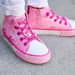 Barbie‎ Girls  NEW No Box Pink& White w/Graphics High Top Sneakers - sz. 5